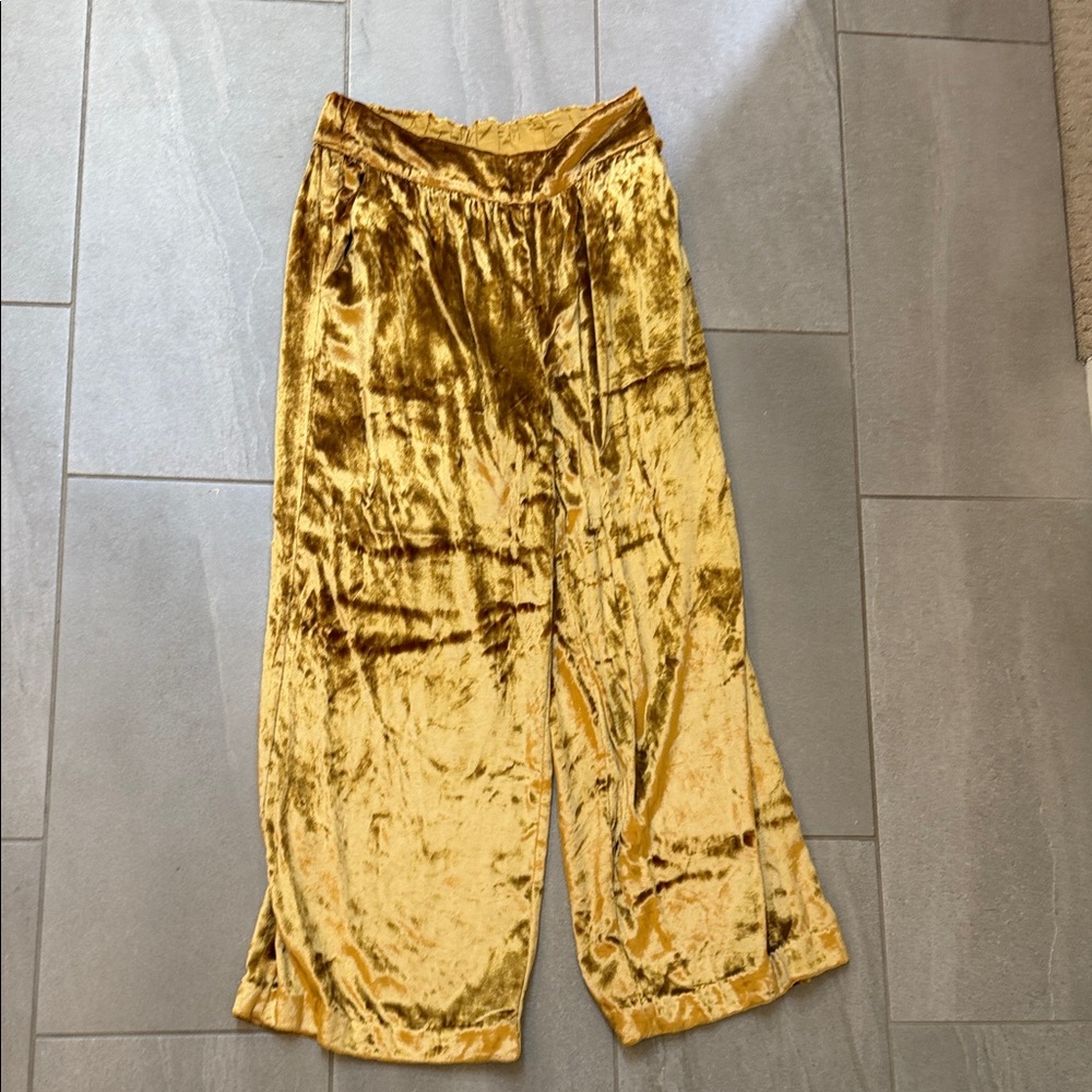 Anthropologie Shimmering Gold Velvet Kids Pants